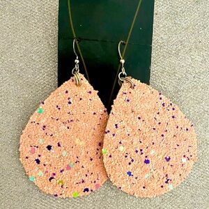 🌟FREE with Bundle Pink Glitter Confetti Tear Drop Earrings